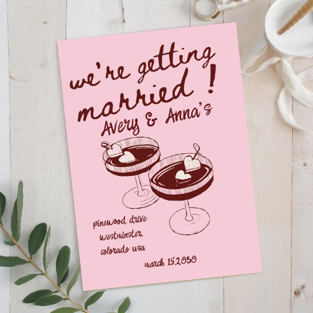 Red pink Hand Draw Wedding Whimsical invitation (Creator Uploaded)