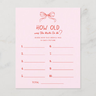 Red Pink Hand Drawn Bow How Old Was the Bride Game