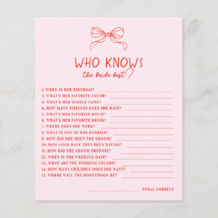 Red Pink Hand Drawn Bow Who Knows Bride Best Game