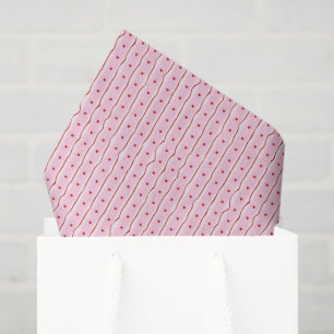 Red Pink Hand Drawn Hearts Bows Valentine’s Day Tissue Paper