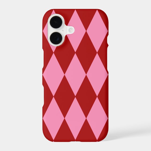 Red Pink Harlequin Chequered Design  (Back)