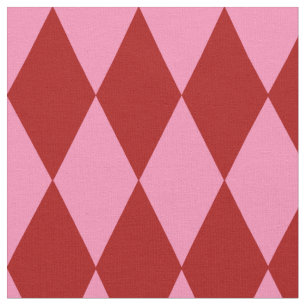 Red Pink Harlequin Chequered Design Fabric