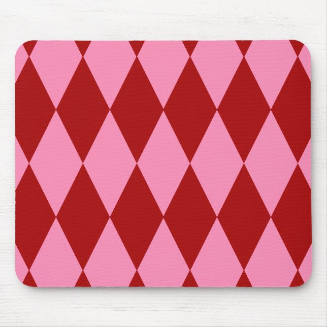 Red Pink Harlequin Chequered Design  Mouse Pad (Front)