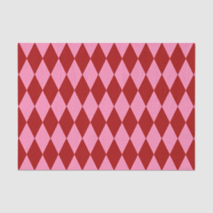 Red Pink Harlequin Chequered Design Tissue Paper