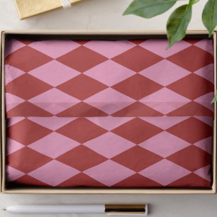 Red Pink Harlequin Chequered Design  Wrapping Paper Sheet