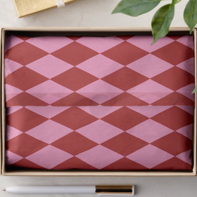 Red Pink Harlequin Chequered Design  Wrapping Paper Sheet (Creator Uploaded)