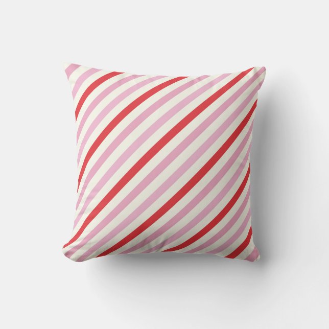 Red Pink Heart Valentine Retro Colourful Love Gift Outdoor Cushion (Front)