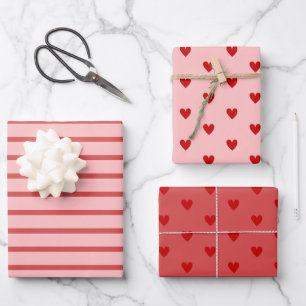 Red pink heart Valentine’s Day Wrapping Paper Sheet