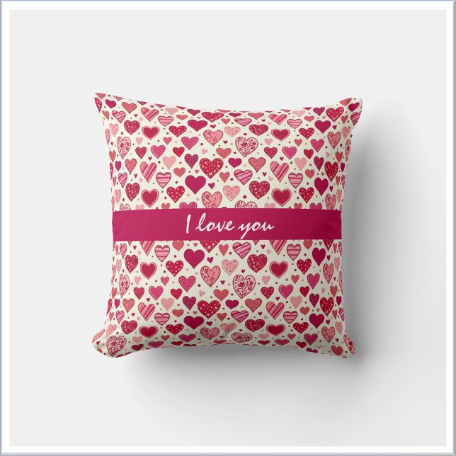 Red & Pink Hearts I Love You Cushion (Creator Uploaded)