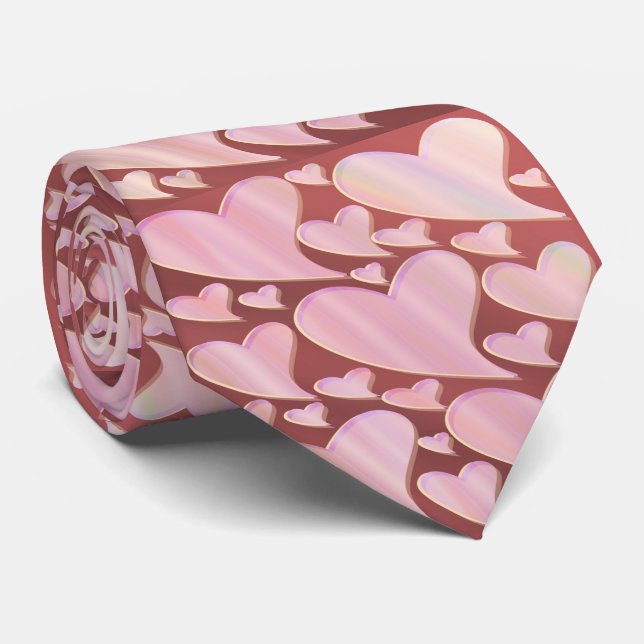 red, pink hearts, love, gift, heart, love, icon, tie (Rolled)