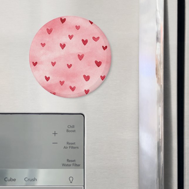Red Pink Hearts Love   Magnet (In Situ (Fridge))