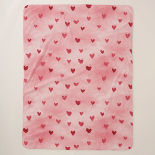 Red Pink Hearts Love   Sherpa Blanket