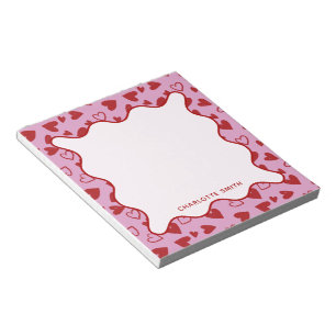Red Pink Hearts Pattern Valentine Gift Notepad