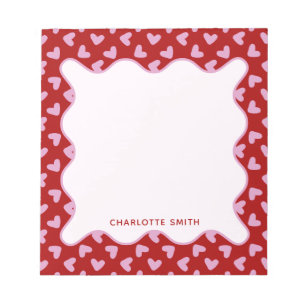 Red Pink Hearts Pattern Valentine Gift Notepad