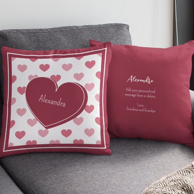 Red + Pink Hearts Pattern w/ Note Valentine's Day Cushion (Creator Uploaded)