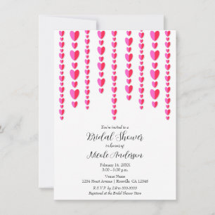 Red Pink Hearts Valentine Bridal Shower  Invitation
