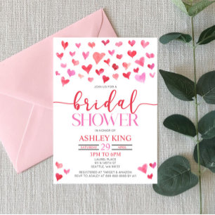 Red Pink Hearts Valentine Bridal Shower  Invitation