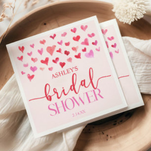 Red Pink Hearts Valentine Bridal Shower  Napkin