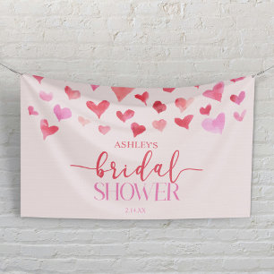 Red Pink Hearts Valentine Bridal Shower Party Banner