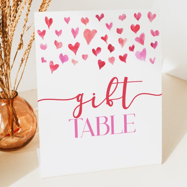 Red Pink Hearts Valentine Gift Table Party Sign (Creator Uploaded)