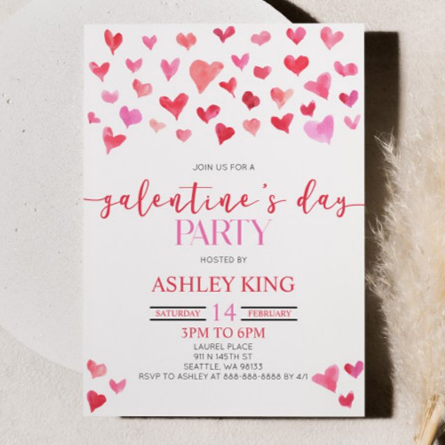 Red Pink Hearts Valentine's Day Galentine's Day Invitation (Creator Uploaded)