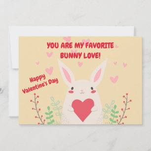 Red Pink Hearts You Are My Bunny Love Valentine's Holiday Card