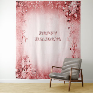 Red Pink Holiday Backdrop Tapestry