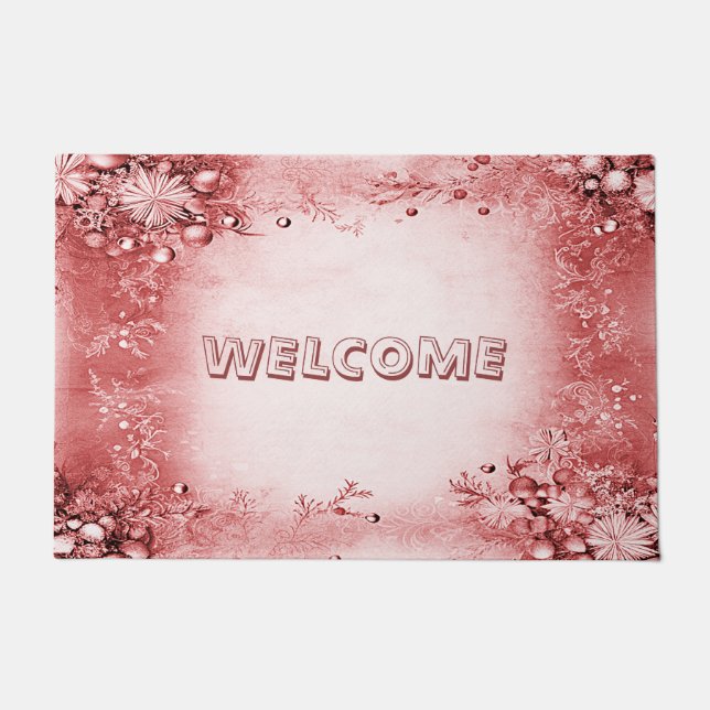 Red Pink Holiday Doormat (Front)