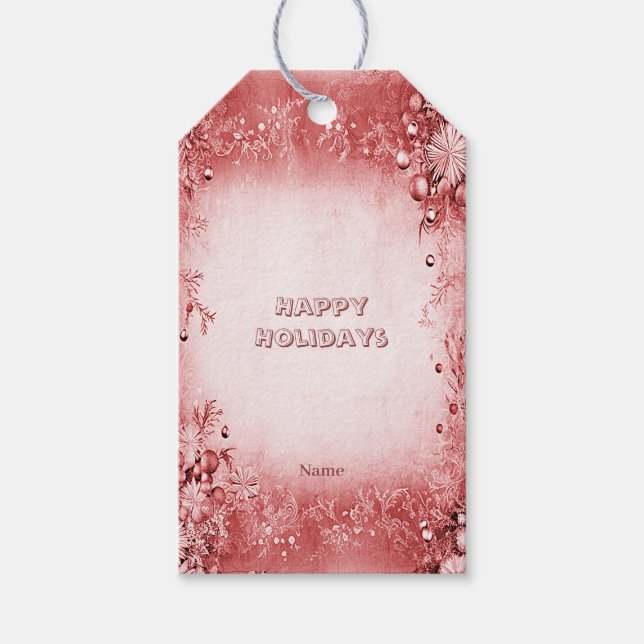 Red Pink Holiday Gift Tag (Front)