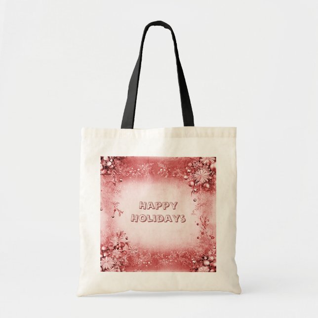 Red Pink Holiday Tote Bag (Front)