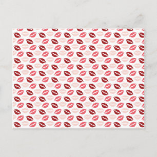 Red Pink Kiss Me Kisses Lips Valentine's Day Gifts Holiday Postcard