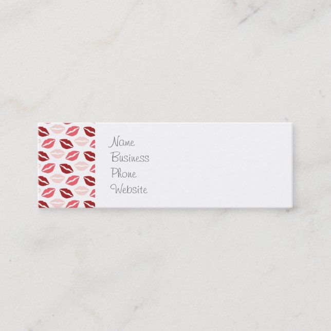 Red Pink Kiss Me Kisses Lips Valentine's Day Gifts Mini Business Card (Front)