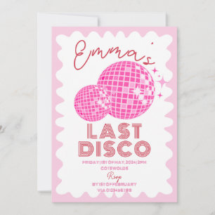 Red Pink Last Disco Hen Party Weekend Itinerary Invitation