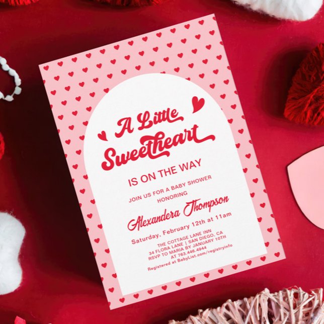 Red Pink Little Sweetheart Valentines Baby Shower  Invitation (Creator Uploaded)