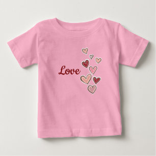 Red Pink Love Hearts Baby T-Shirt