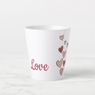 Red Pink Love Hearts  Latte Mug
