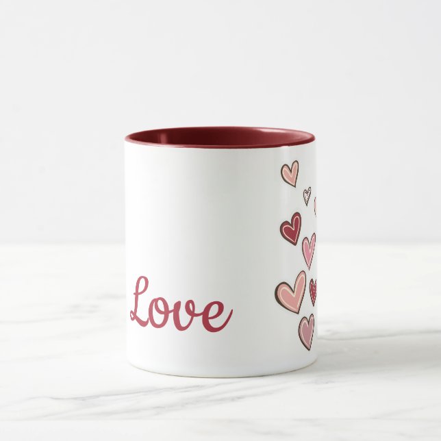 Red Pink Love Hearts  Mug (Center)