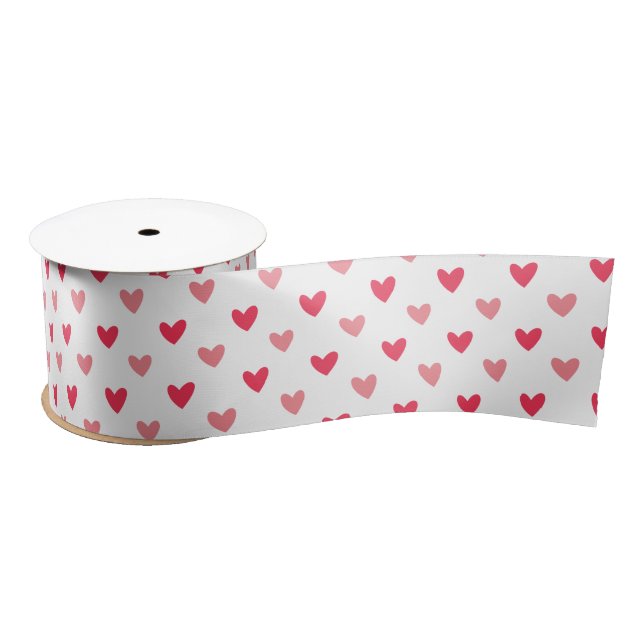 Red & Pink LOVE Hearts Pattern Satin Ribbon (Spool)