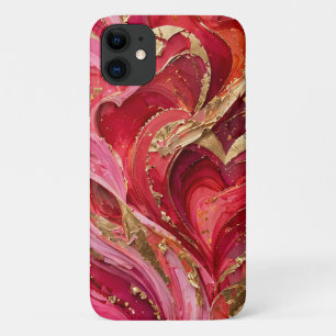 Red & Pink Marble Gold iPhone 11 Case