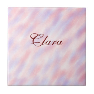 Red pink maroon watercolor abstract add namepastel ceramic tile