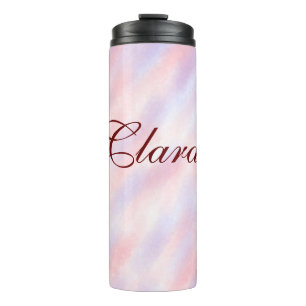 Red pink maroon watercolor abstract add namepastel thermal tumbler