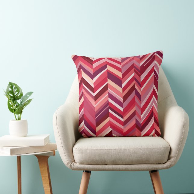Red Pink Mauve Chevron Cushion (Chair)