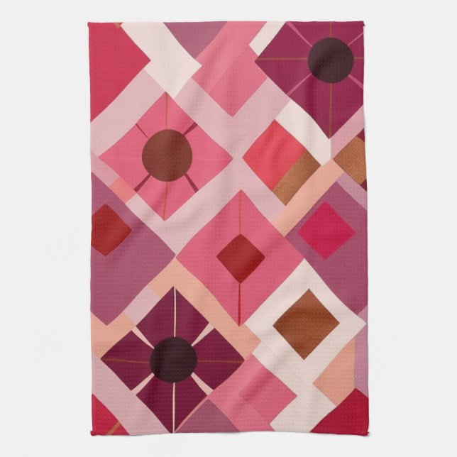 Red Pink Mauve Tea Towel (Vertical)