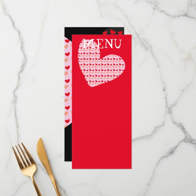 red pink mini heart menus (Front/Back In Situ)
