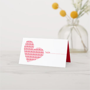 red pink mini heart place & escort cards