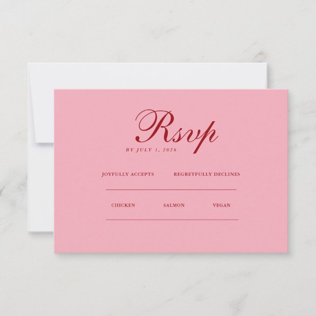 Red pink Minimalist Elegant | RSVP & QR Website (Front)