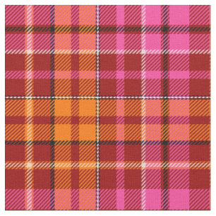 Red Pink Orange Plaid Tartan Design Fabric