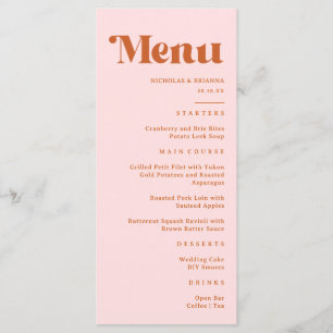 Red Pink Orange Retro Wedding Menu