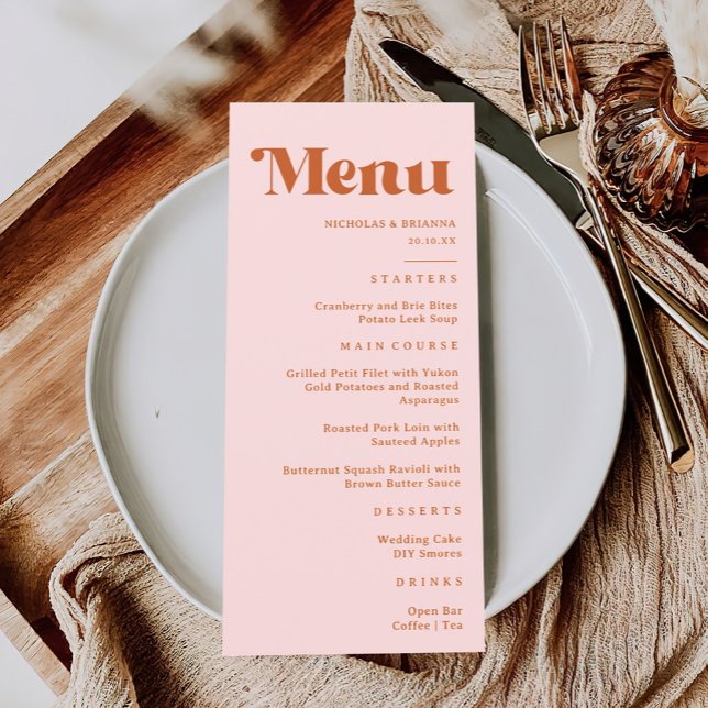 Red Pink Orange Retro Wedding Menu (Creator Uploaded)