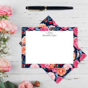 Red Pink Orange Roses Pattern Card